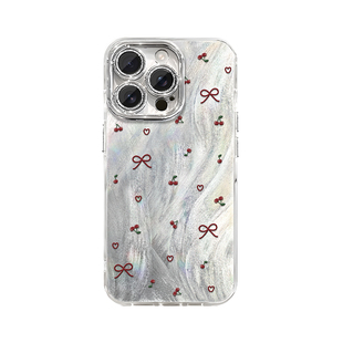 樱桃蝴蝶结适用苹果16promax手机壳创意iPhone15时尚苹果14pro/13硅胶苹果12/xs防摔苹果7plus小狗挂绳手机壳
