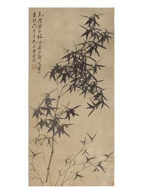 郑板桥墨竹图竹子画装饰画临摹