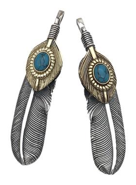 纯银吊坠复古羽毛项坠时尚潮饰