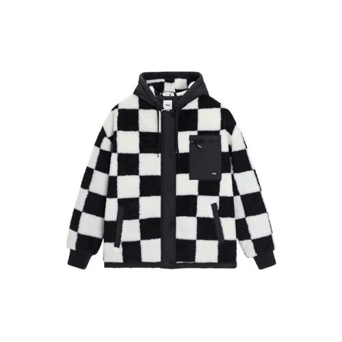 Vans范斯 黑白棋盘格 拼接羊羔毛 连帽羽绒服VN0A7YJ5Y7C反季促销
