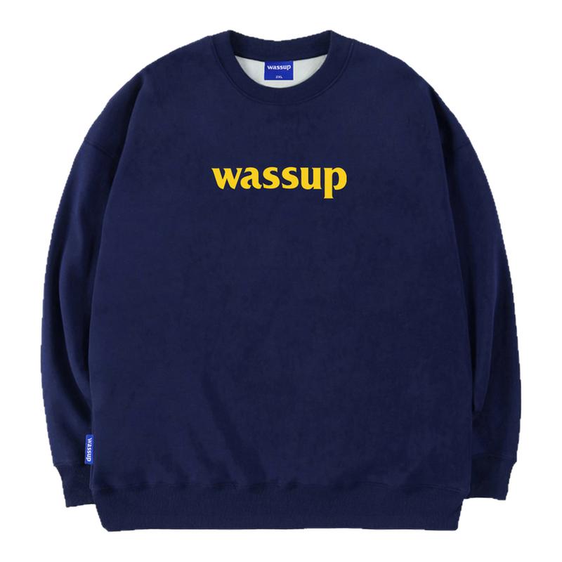 WASSUP潮牌重磅打底情侣圆领卫衣