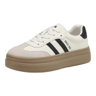 星期六真皮厚底德训鞋小白鞋女鞋2025秋新款百搭运动休闲鞋板鞋子