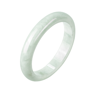 周大生天然翡翠手镯女豆种白底平安玉镯子情人节礼物送女友送妈妈