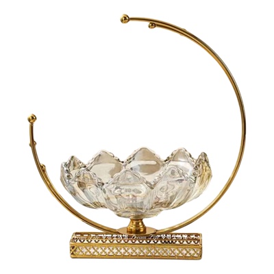 佛手柑托盘花瓶高级欧式现代香橼葫芦花器高脚底座复古插花玻璃