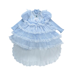 高端女童爱莎公主裙秋冬季冰雪奇缘艾莎毛衣裙儿童爱沙礼服连衣裙