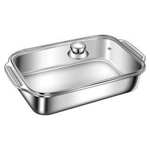 食品级加厚不锈钢托盘长方形盘子家用方盘商用烤鱼盘铁盘子烧烤盘