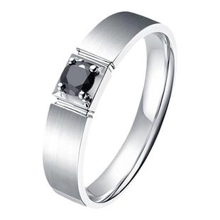 戒指黑骑士男士莫桑石钻戒情侣戒指定制纯银镀 18K金镶钻结婚对戒