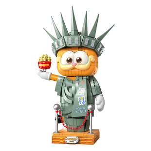 费米积木加菲猫正版授自由女神像拼装积木大尺寸潮玩摆件手办人偶