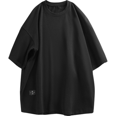 作梦家短袖纯色圆弧下摆T恤