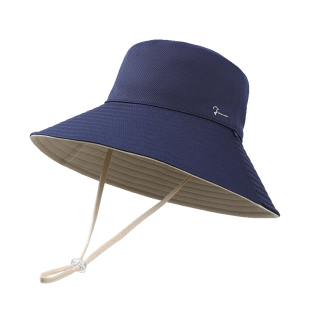 玖慕防晒帽女士夏26户外遮脸防紫外线大檐遮阳帽子双面渔夫太阳帽