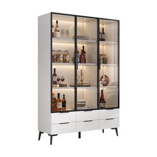 轻奢餐边柜酒柜玻璃门储物柜家用客厅边柜展示柜收纳柜高柜可定制