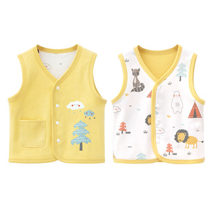 婴儿马甲新生幼儿坎肩男女宝宝秋冬内穿搭纯棉背心儿童加绒小马夹
