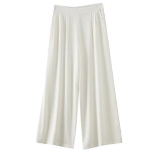 真丝裤子女阔腿裤长裤直筒休闲裤桑蚕丝宽松薄款夏季裤子黑色白色
