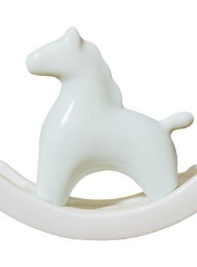 简约创意童年摇马绿马陶瓷摆件
