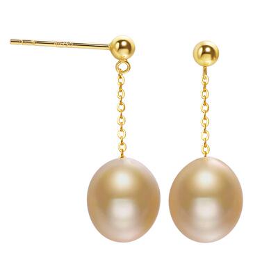 海蒂珠宝 邂逅 8-9mm海水Akoya珍珠耳线流苏耳环18K金送女友