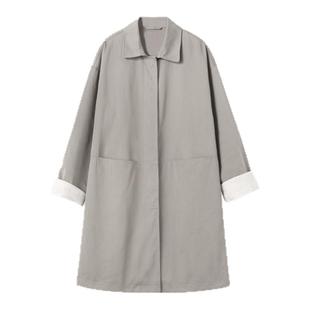 THESOONG/优雅序章 法式拼麻里袖轻量感松弛风衣外套6603