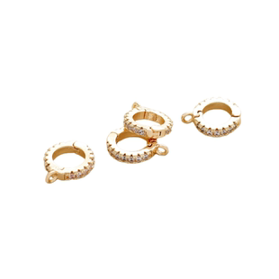 14K包金保色镶锆单吊通用扣珍珠扣吊坠扣卡扣diy手链项链吊饰配件