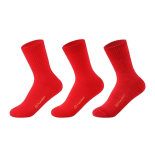 全棉时代男女士红袜子马年本命年纯棉袜新年袜3双红品喜庆情侣