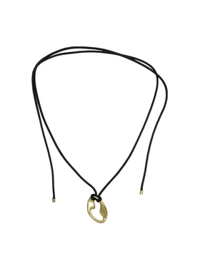 小众设计金色T字环皮绳长项链