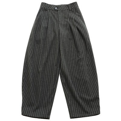 磨毛加厚宽松垂感竖纹休闲裤