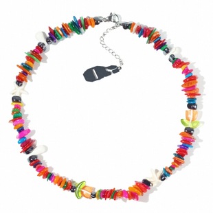 【INDIANA 印第安纳】ON BRAND彩色贝壳珍珠贝珠拼接海边原创项链