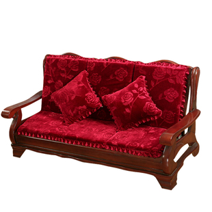 新款2025实木沙发垫带靠背加厚高密度海绵红木木质坐垫四季通用