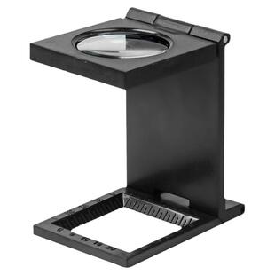 网点印刷纺织照布镜看鸽子眼便携式10倍折叠放大镜塑料三折刻度