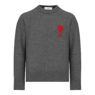 Ami Paris 秋冬男女同款红色爱心圆领羊毛毛衣银泰百货 300217