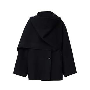 艾诺丝商场同款2025秋冬款绵羊毛双面呢大衣披肩毛呢外套女233001