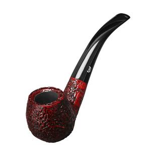 进口石楠木牛头烟斗 抽红法官草纯手工弯式中号男士实木烟丝斗粮