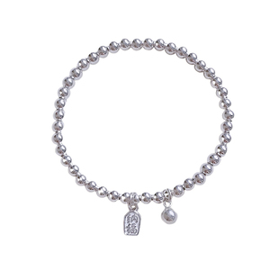 「招财纳福」s999足银小银珠豆豆光面圆珠纯银手链简约小众手串女