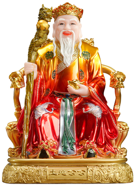 汉白玉石粉福德正神土地爷像 佛龛土地爷土地奶 小庙土地公像摆件