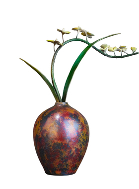 黄铜中式客厅花架玄关壁龛摆件