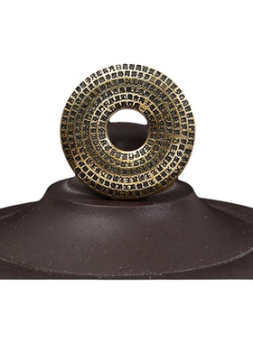 黄铜六字真言圆环吊坠复古祥云纹符铜器挂饰汽车钥匙扣平安扣挂件