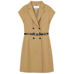 LANCY/朗姿2025冬季新款气质通勤羊毛西装裙收腰半袖短款连衣裙秋