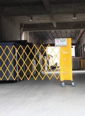 活动围栏伸缩护栏 唯高金属伸缩可移动围栏 黄色带轮可移折叠门
