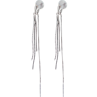 显脸瘦柔美长流苏双面无耳洞一体蚊香盘耳夹简约气质耳线女耳饰