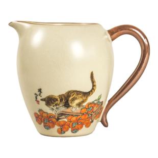 正品高颜值300ml米黄汝窑公道杯家用陶瓷分茶器汝瓷仿古公杯茶海