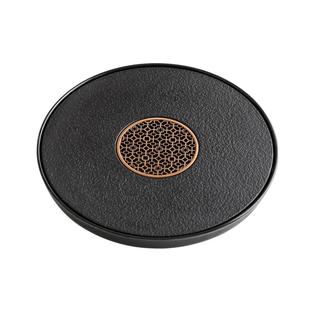 仿乌金石圆形茶盘干泡盘家用轻奢茶海储水式沥水盘新中式茶台托盘