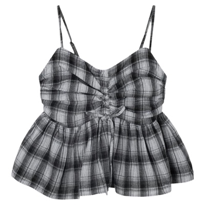 Heatherich背心女2026春季新款设计感显瘦格纹抽绳吊带上衣602833