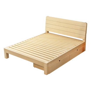 简易实木床1.8米现代简约松木双人床经济型1.5米出租房1.2m单人床