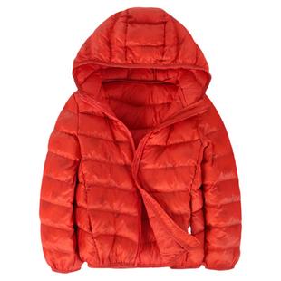 儿童新年羽绒服红色秋冬款女童90白鸭绒保暖圣诞过年服外套本命年