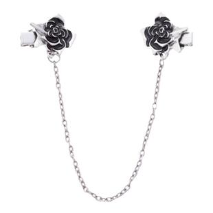 胸针ins复古花朵衬衫领夹 潮个性领针金属链条玫瑰领角夹胸花饰品