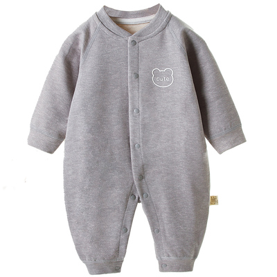 婴儿秋冬连体加绒加厚爬服