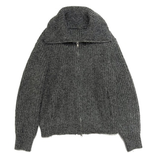 日系超级宽松的拉链款保暖厚实的灰色毛衣外套