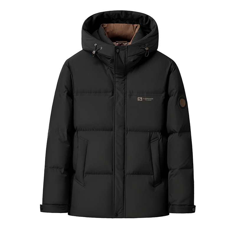 雪中飞短款羽绒服男士冬季加厚保暖防风休闲时尚连帽羽绒新款外套