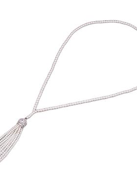 加长款低领礼服流苏珠子毛衣链