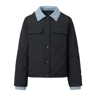 【鸭鸭甄选】轻薄羽绒服女士新品短款韩版时尚拼接保暖鸭绒短外套