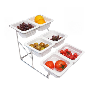 四格多格白色密胺自助餐酱料盒凉菜水果展示架六格餐盘分格试吃盘