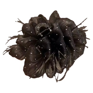 满天星发夹女2026新款气质盘发羽毛抓夹高端鲨鱼夹后脑勺夹子头饰